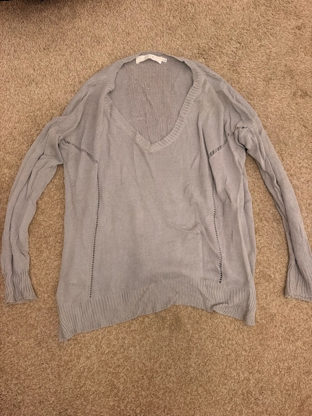 Astr Light Gray V-Neck Knit Sweater